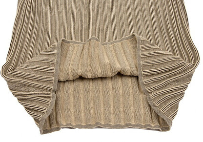 HERMES Cotton Stripe Knit Polo Shirt Beige Black Size M