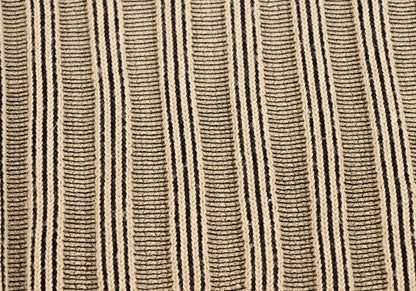 HERMES Cotton Stripe Knit Polo Shirt Beige Black Size M