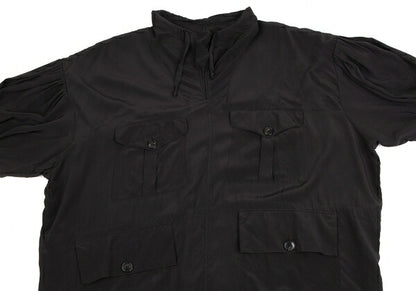 BALENCIAGA Silk Pocket Design High Neck Blouse Black Size 36