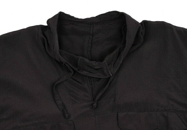 BALENCIAGA Silk Pocket Design High Neck Blouse Black Size 36