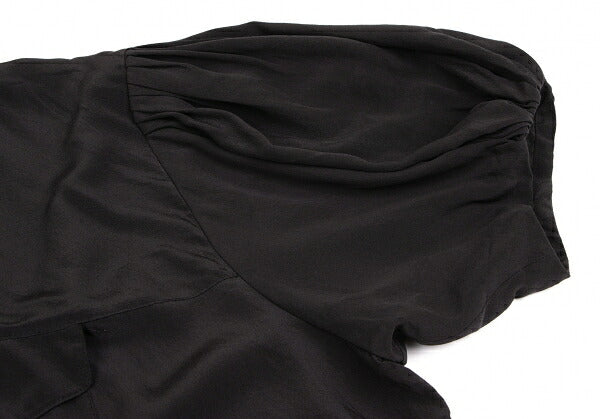 BALENCIAGA Silk Pocket Design High Neck Blouse Black Size 36