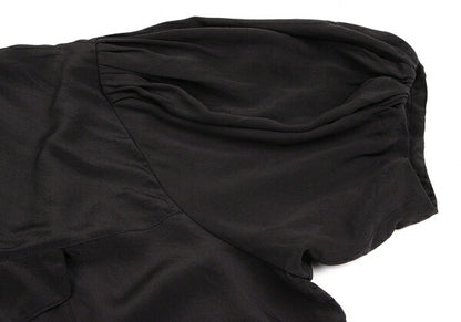 BALENCIAGA Silk Pocket Design High Neck Blouse Black Size 36