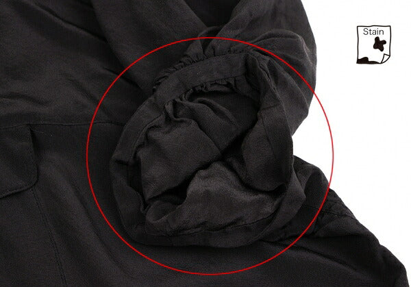 BALENCIAGA Silk Pocket Design High Neck Blouse Black Size 36
