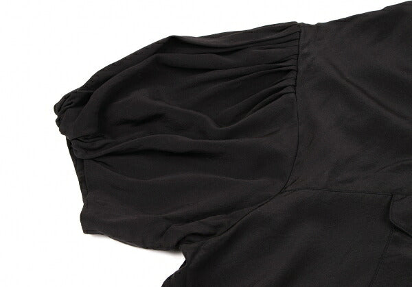 BALENCIAGA Silk Pocket Design High Neck Blouse Black Size 36