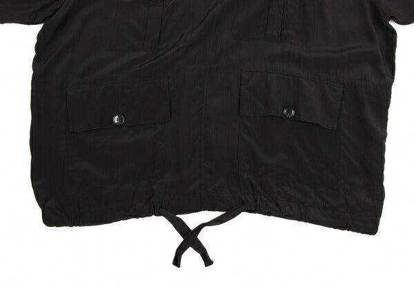 BALENCIAGA Silk Pocket Design High Neck Blouse Black Size 36