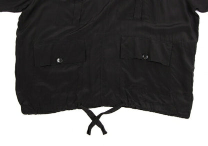 BALENCIAGA Silk Pocket Design High Neck Blouse Black Size 36