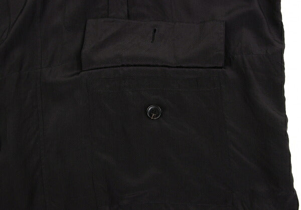 BALENCIAGA Silk Pocket Design High Neck Blouse Black Size 36