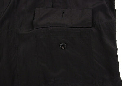 BALENCIAGA Silk Pocket Design High Neck Blouse Black Size 36