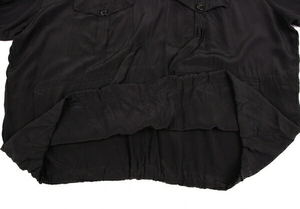 BALENCIAGA Silk Pocket Design High Neck Blouse Black Size 36