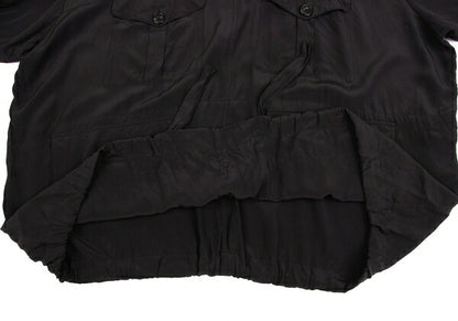 BALENCIAGA Silk Pocket Design High Neck Blouse Black Size 36