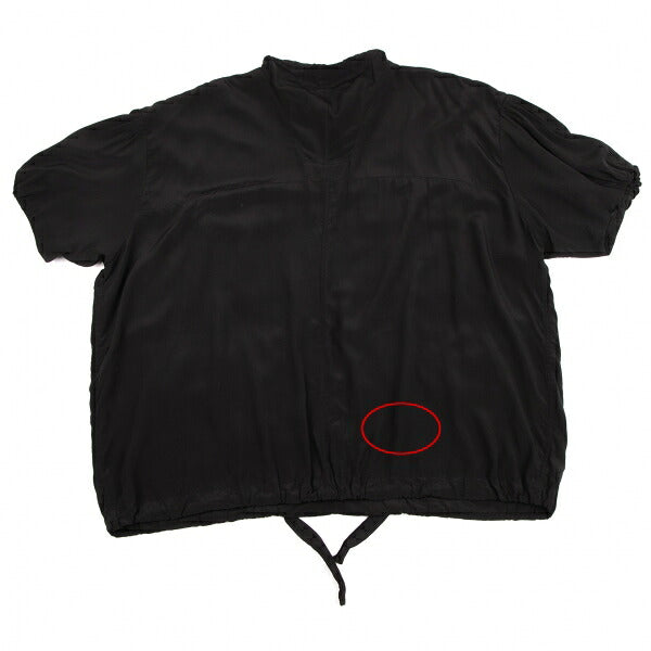 BALENCIAGA Silk Pocket Design High Neck Blouse Black Size 36