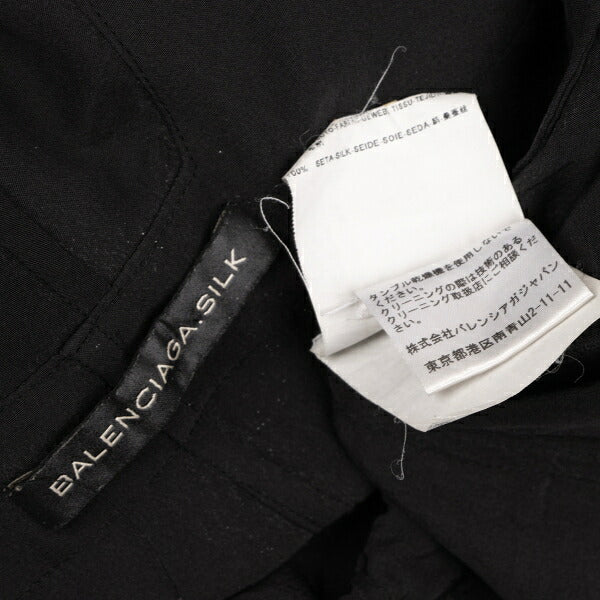 BALENCIAGA Silk Pocket Design High Neck Blouse Black Size 36
