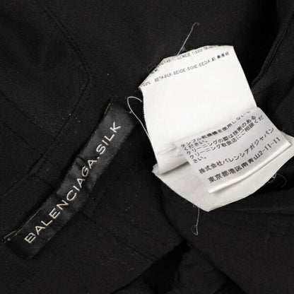 BALENCIAGA Silk Pocket Design High Neck Blouse Black Size 36