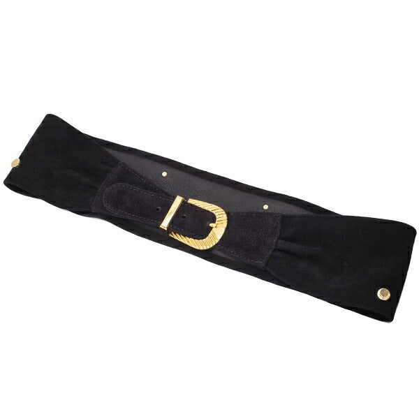 GUCCI Black Studded Suede Leather Belt