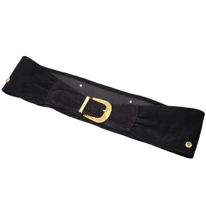 GUCCI Black Studded Suede Leather Belt