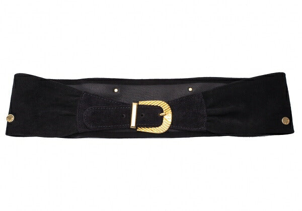 GUCCI Black Studded Suede Leather Belt
