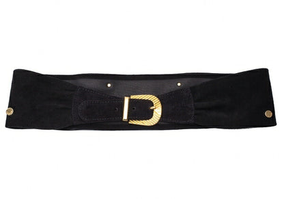 GUCCI Black Studded Suede Leather Belt