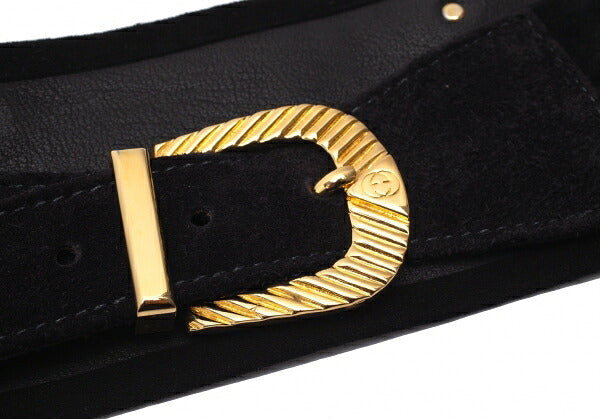 GUCCI Black Studded Suede Leather Belt