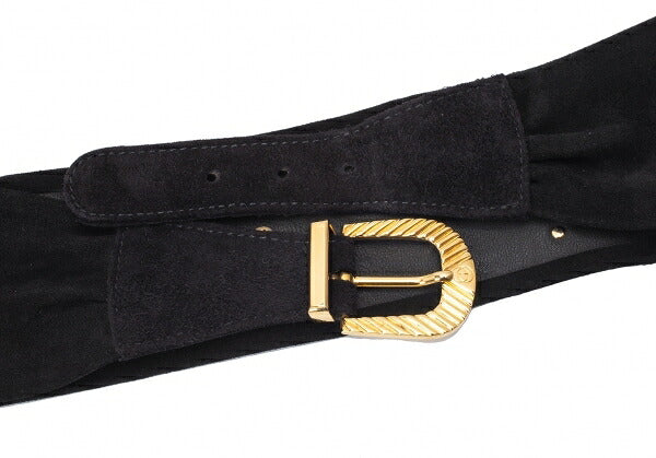 GUCCI Black Studded Suede Leather Belt