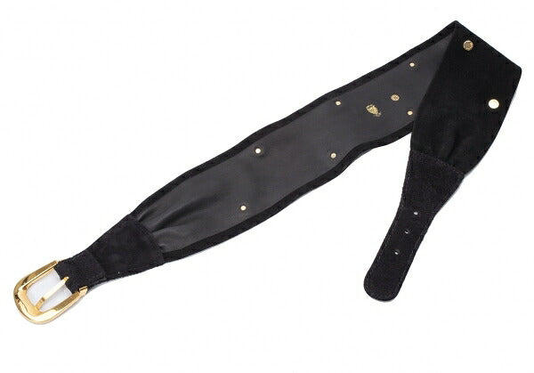 GUCCI Black Studded Suede Leather Belt