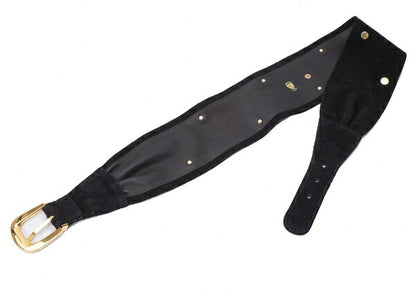 GUCCI Black Studded Suede Leather Belt
