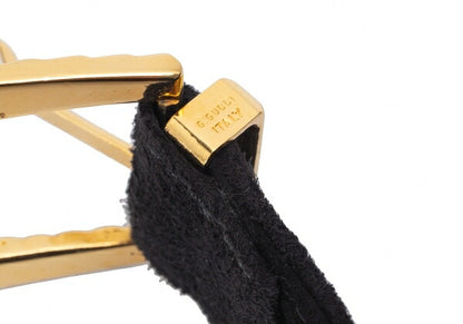 GUCCI Black Studded Suede Leather Belt