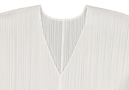 PLEATS PLEASE Pleated V-Neck Tunic Off-White Blouse Size 3