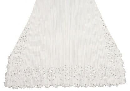 PLEATS PLEASE Pleated V-Neck Tunic Off-White Blouse Size 3