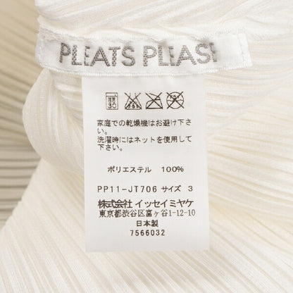 PLEATS PLEASE Pleated V-Neck Tunic Off-White Blouse Size 3