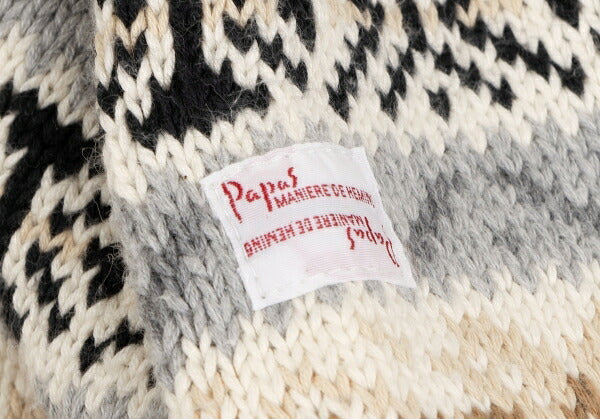 Papas Cotton Fair Isle Knit Sweater Ivory Grey Size M