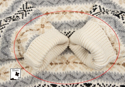 Papas Cotton Fair Isle Knit Sweater Ivory Grey Size M