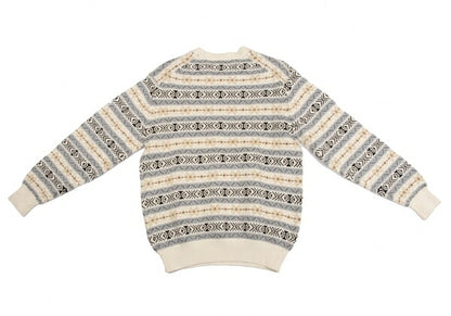 Papas Cotton Fair Isle Knit Sweater Ivory Grey Size M