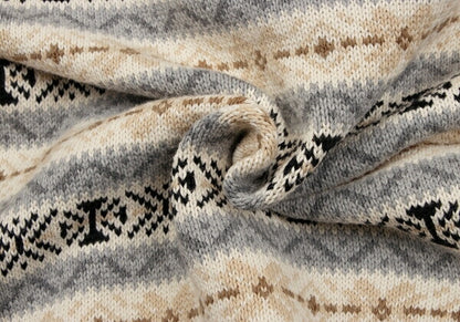 Papas Cotton Fair Isle Knit Sweater Ivory Grey Size M
