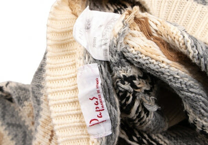 Papas Cotton Fair Isle Knit Sweater Ivory Grey Size M