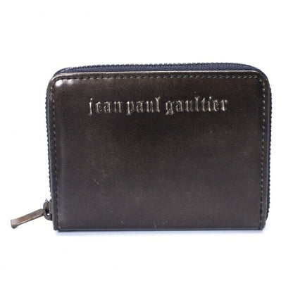 Jean Paul GAULTIER Embossed Logo Leather Coin Case Gray