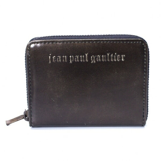 Jean Paul GAULTIER Embossed Logo Leather Coin Case Gray