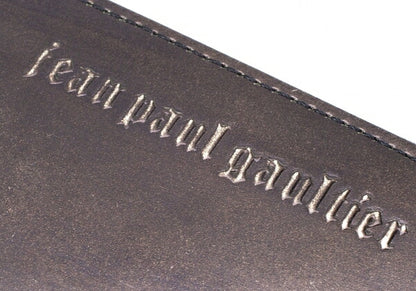 Jean Paul GAULTIER Embossed Logo Leather Coin Case Gray