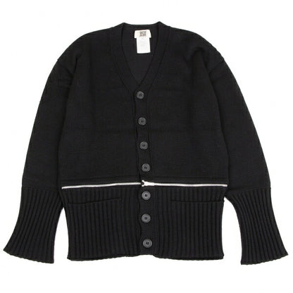 GAULTIER Black Wool Zip Design Cardigan Size M