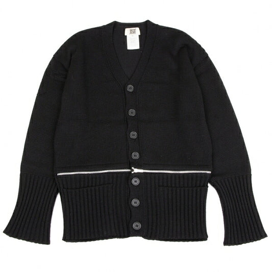 GAULTIER Black Wool Zip Design Cardigan Size M