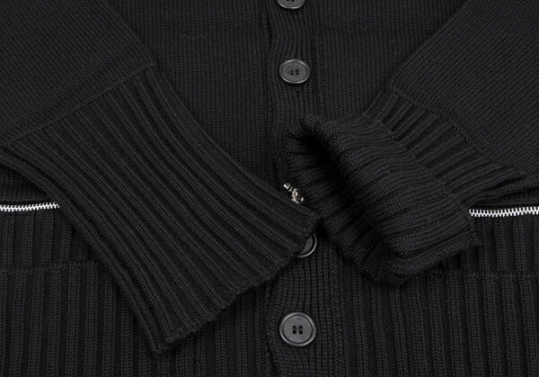 GAULTIER Black Wool Zip Design Cardigan Size M