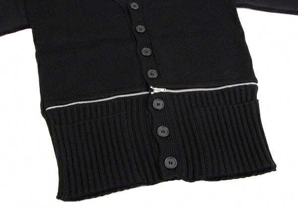 GAULTIER Black Wool Zip Design Cardigan Size M