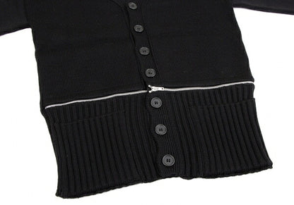 GAULTIER Black Wool Zip Design Cardigan Size M