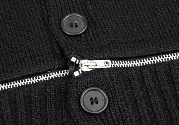 GAULTIER Black Wool Zip Design Cardigan Size M