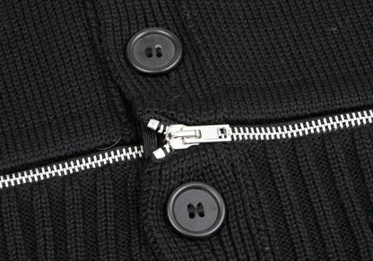 GAULTIER Black Wool Zip Design Cardigan Size M