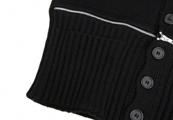 GAULTIER Black Wool Zip Design Cardigan Size M