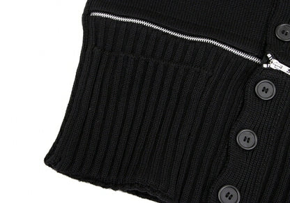 GAULTIER Black Wool Zip Design Cardigan Size M