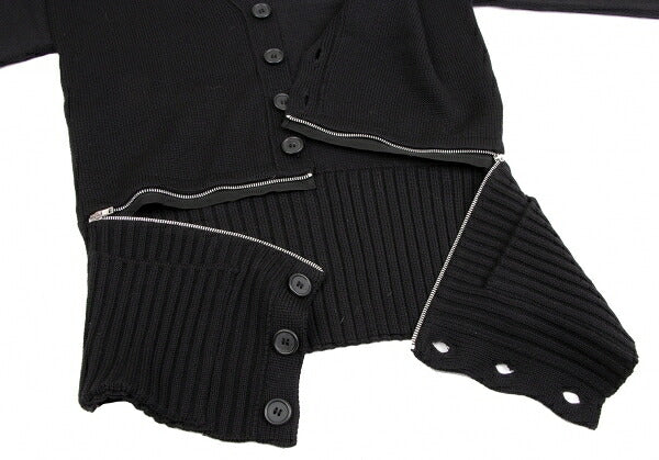 GAULTIER Black Wool Zip Design Cardigan Size M