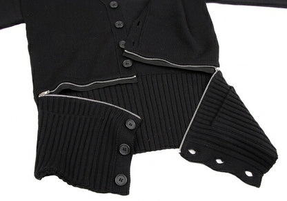 GAULTIER Black Wool Zip Design Cardigan Size M