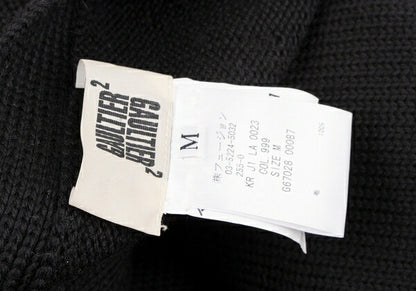 GAULTIER Black Wool Zip Design Cardigan Size M