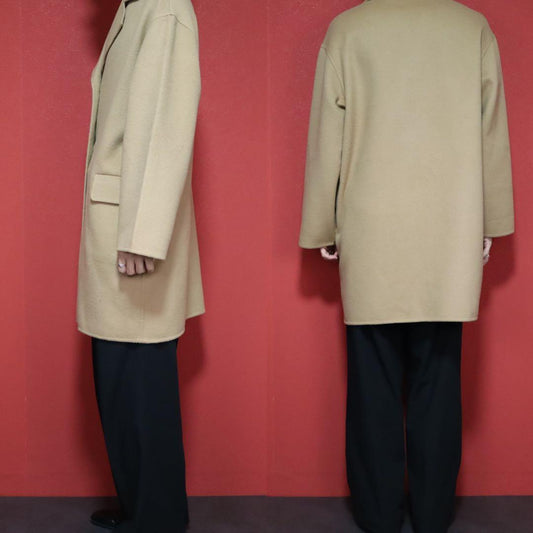 Salvatore Ferragamo Beige Wool Chesterfield Coat Size 40